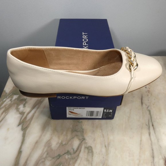 NiB Elegant Vanilla Leather Rockport Women's Zoie Chain Ballet Flat 9.5 - Picture 9 of 16